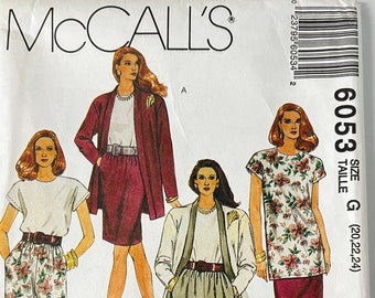 Misses Separates, McCall's Pattern 6053, Plus Sizes Unlined Cardigan, Tunic or Top, Skirt and Pants in Two Lengths, Gift for Sewists