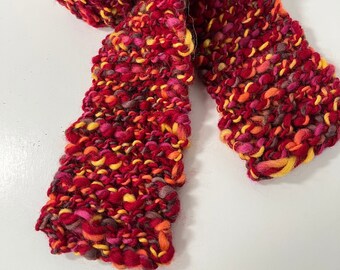Handmade Red Chunky Scarf for Little Girls | Durable & Machine Washable | Ideal Cozy Gift for Young Fashionistas