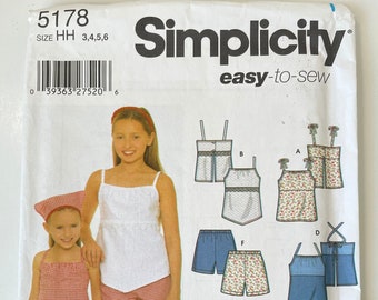 Simplicity Easy-to-Sew Pattern 5178 for a Child's and Girl's Top, Pants or Shorts, UnCut Pattern