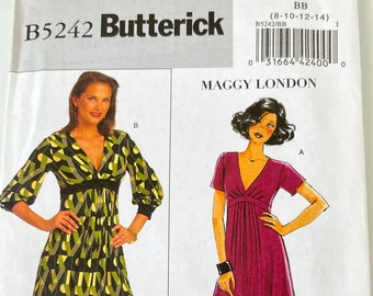 Butterick 5242 Dress Pattern | Misses 8-14 Stretch Knit, DIY Fitted Bodice and Flared Skirt |Sewing Enthusiast Gift