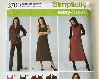 Simplicity Pattern 3700 Misses'/Women's Pants, Dress, Jumper, Shirt Dress or Tunic, Un Cut Sewing Pattern, Gift for Sewists