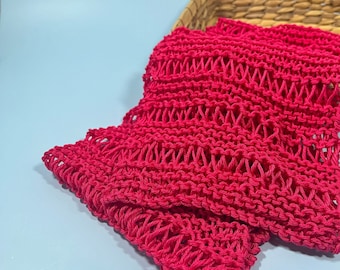 Chic Hot Pink Scarf, Premium Cotton Knit, Versatile Womens Accessory, Stylish Gift for Any Occasion