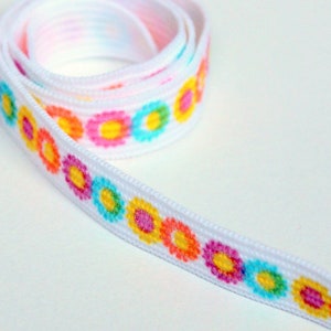 1/2'' Wide Flowered Elastic, Sold by 10 Yards at a Time, Lightweight Spring Time Hair Ties, Sewing Notions image 2