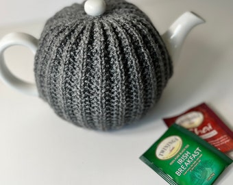 Handknit Gray Teapot Cozy, Acrylic Teapot Cosy, Gift for Tea Lovers, Kitchen Accessories
