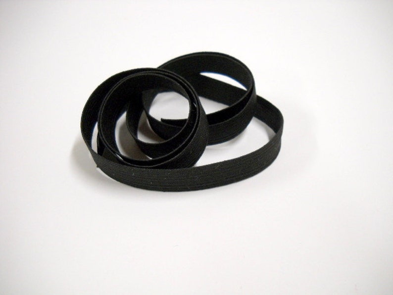 1/2'' Black Elastic, Sold by 2 Yards at a Time, Flat Braided and Durable, Crafts & Sewing Notions image 3