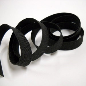 1/2'' Black Elastic, Sold by 2 Yards at a Time, Flat Braided and Durable, Crafts & Sewing Notions image 2