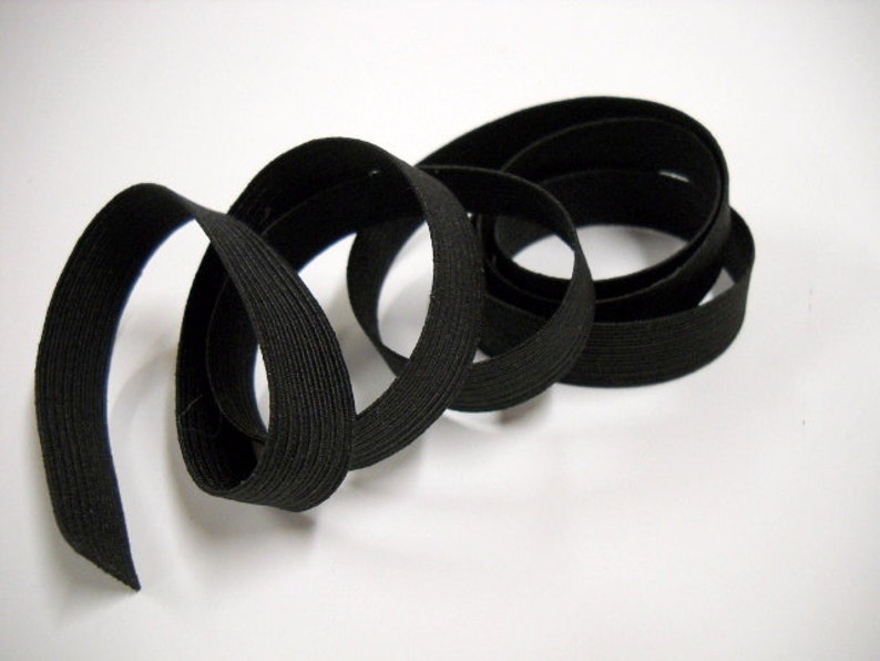 1/2'' Black Elastic, Sold by 2 Yards at a Time, Flat Braided and Durable, Crafts & Sewing Notions image 2