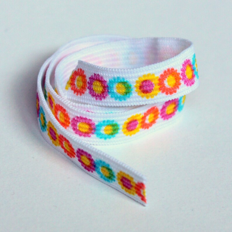 1/2'' Wide Flowered Elastic, Sold by 10 Yards at a Time, Lightweight Spring Time Hair Ties, Sewing Notions image 3