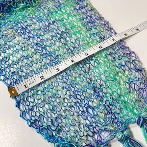 Aqua Blue/Green Scarf, Women's Lacy Fringed Lightweight Accessory, Handknit Gifts for Girlfriend image 9