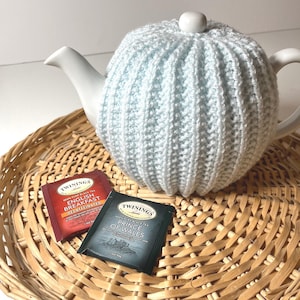Blue Hand-Knit Teapot Cozy, Charming & Cozy Tea Accessory, Proper English Tea Service