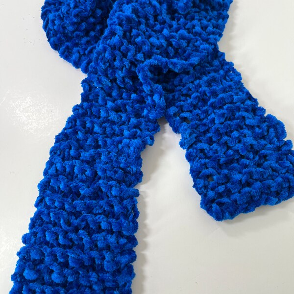Toddler's Bright Blue Chenille Scarf | Soft & Washable | Perfect for Dress Up or Winter Warmth | Cozy Kids Gift
