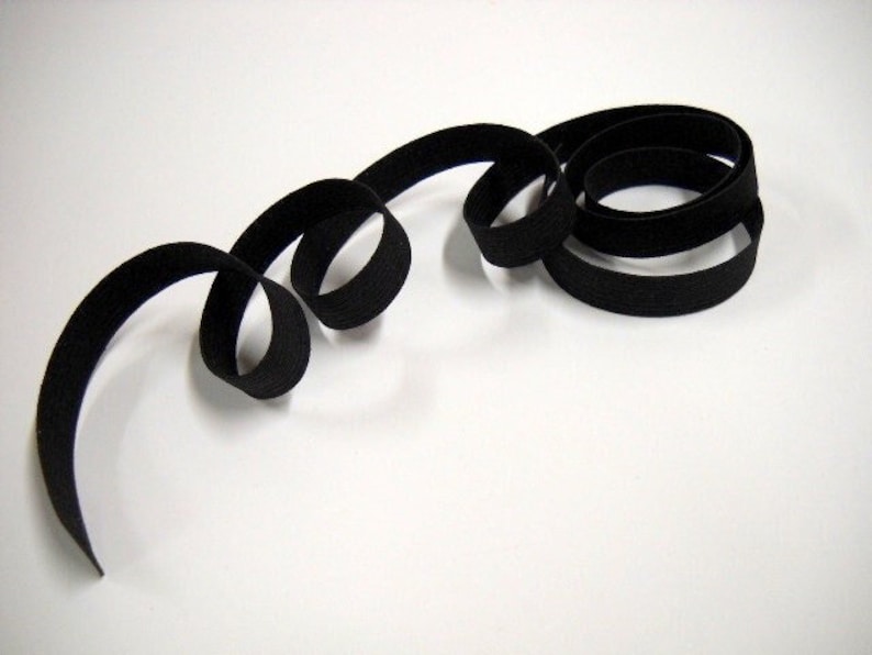 1/2'' Black Elastic, Sold by 2 Yards at a Time, Flat Braided and Durable, Crafts & Sewing Notions image 1