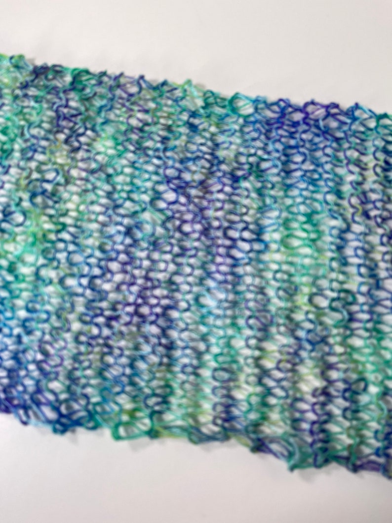 Aqua Blue/Green Scarf, Women's Lacy Fringed Lightweight Accessory, Handknit Gifts for Girlfriend image 3