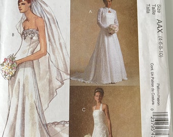 McCall's M4776 Bridal Pattern - Uncut Misses 4-10, Elegant Wedding Dress & Shrug Design for DIY Bridal Couture