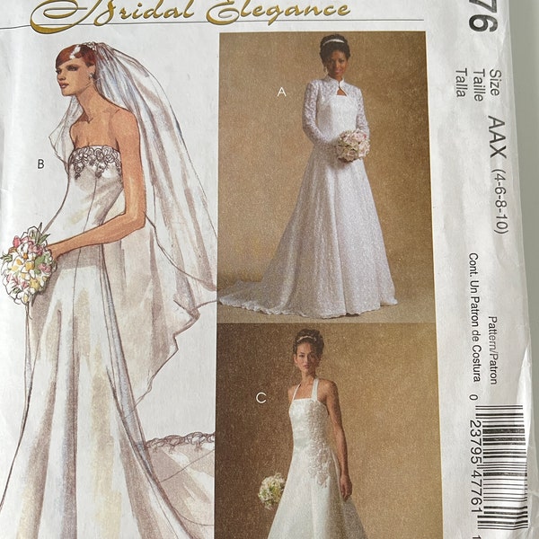 McCall's M4776 Bridal Pattern - Uncut Misses 4-10, Elegant Wedding Dress & Shrug Design for DIY Bridal Couture