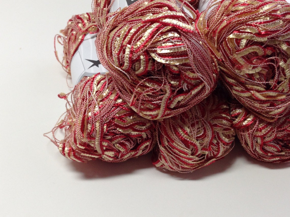 Ice Yarns Thin Butterfly Red and Gold Novelty Yarn Fine Etsy