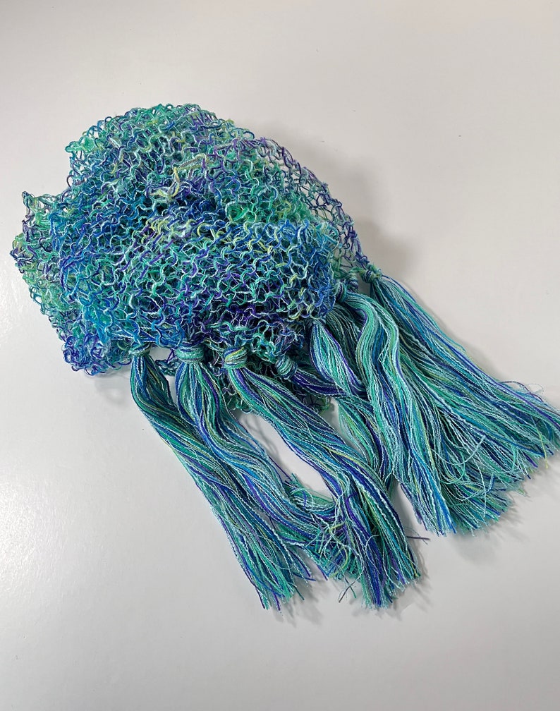 Aqua Blue/Green Scarf, Women's Lacy Fringed Lightweight Accessory, Handknit Gifts for Girlfriend image 4