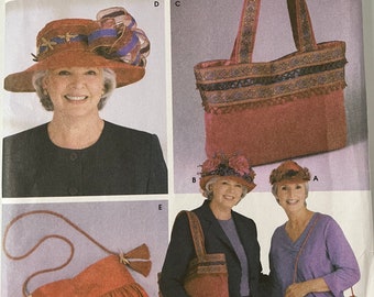 Hats and Bags Pattern in 3 Sizes, Simplicity Accessories 5242, Un-cut in Factory Fold