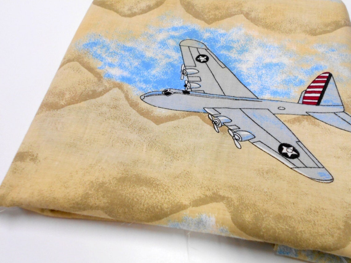 Airplane Print Fabric 1 yard Sewing Material Flight Themed Etsy