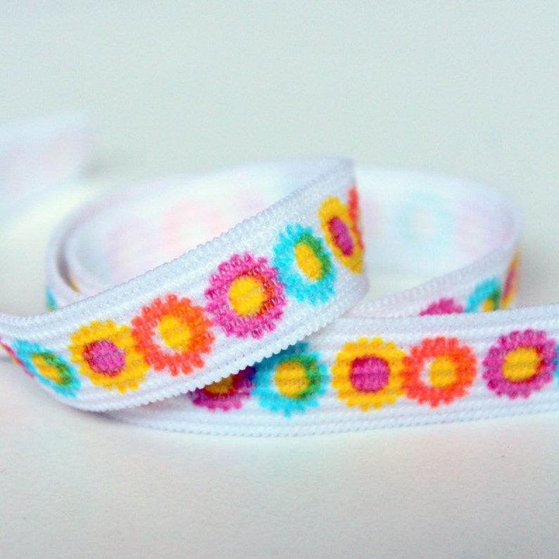 1/2'' Wide Flowered Elastic, Sold by 10 Yards at a Time, Lightweight Spring Time Hair Ties, Sewing Notions image 4
