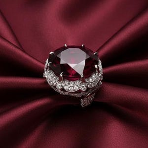 Crimson Star Rund Rubin & Diamant Dam 14K Guldpläterad Förlovningsring Bröllopssmycken