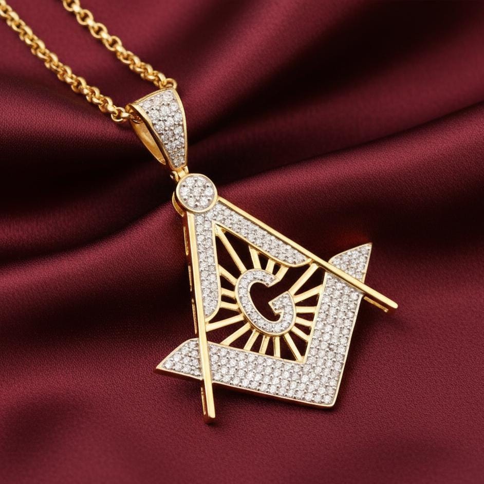 Masonic Knights Templar Glowing Shield Pendant Necklace - Freemason Jewelry