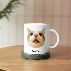 Personalized Cat Meme Mug, Personalized Cat Blep, Custom Name Mug, Derpy Cat Face, Silly Cat Lover Gift, Cat Mom Gift