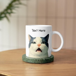Personalized Cat Meme Mug, Funny Cat Mug, Personalized Shocked Cat, Surprised Cat Meme, Custom Name Mug, Funny Office Gift for Coworker