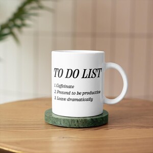 Funny Office Mug | Funny To Do List Mug | Sarcastic Office Humor Gift for Coworker | Caffeinate, Pretend To Be Productive Cup