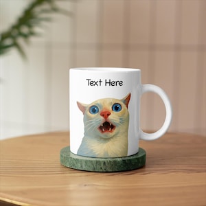 Personalized Cat Meme Mug, Personalized Panicked Cat, Shocked Cat Meme, Custom Name Mug, Funny Office Gift for Coworker