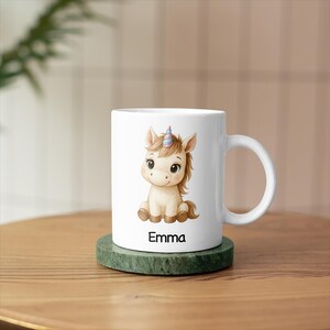 Personalized Unicorn Mug for Kids with Name, Personalized Gift for Kids, Ceramic Unicorn Mug, Cute Animal Mug for Children, Kid Mug