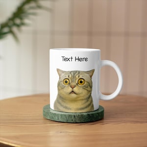 Personalized Cat Meme Mug, Personalized Staring Cat Meme, Shocked Cat, Custom Name Mug, Funny Office Gift for Coworker