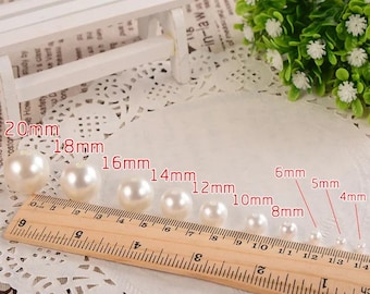 300 Perle Plastiche ABS Avorio 5 Misure (4-12 Mm) Senza Foro Per Decorazioni, Riempi Vasi E Bomboniere
