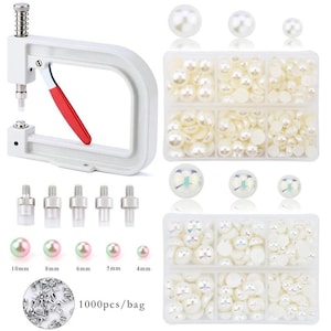 2 doos halve parel klinknagel knopen kit met instelgereedschap DIY parel machine voor kleding tassen schoenen ambachtelijke decoratie: