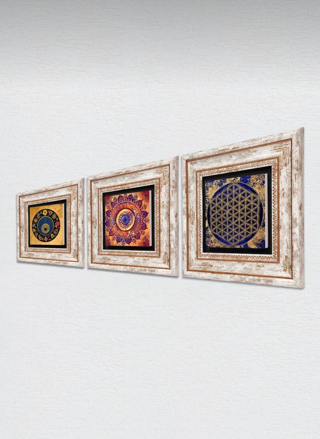 Mandala Wall Art Set of 3: Sacred Geometry Evil Eye Stone Prints - Etsy