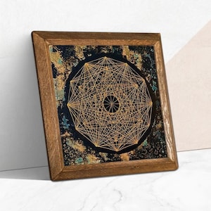 Gold Geometric Mandala Framed Print: Sacred Geometry Wall Art
