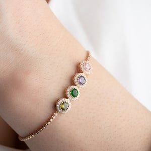 Personalized Birthstone Bracelet, Adjustable Family Birthstone Bracelet, Custom Gemstone Bracelet, Gift for Mom, Gift for Her, Gift for Wife