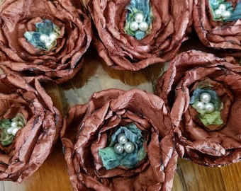 Upcycled fabric flowers