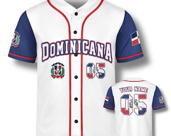 Camiseta de béisbol de República Dominicana: nombre y número personalizados, camisa con botones con orgullo dominicano, regalo unisex