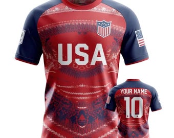 USA Soccer Fan Jersey Shirt, American Flag Patriotic Unisex Tee