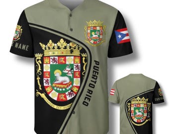 Koszulka baseballowa Portoryko | Niestandardowy nadruk 3D z imieniem i herbem