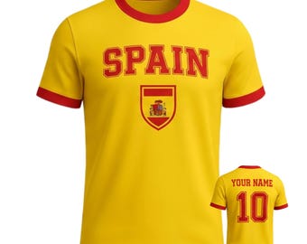Custom Spain Soccer Jersey with Name and Number, Personalized Football Fan Shirt