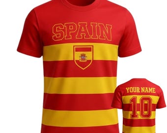 Custom Spain Soccer Jersey with Name and Number, Personalized Football Fan Shirt