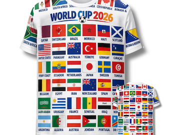 World Cup 2026 Flags Shirt 3D Soccer Fan Tee International Teams T-Shirt