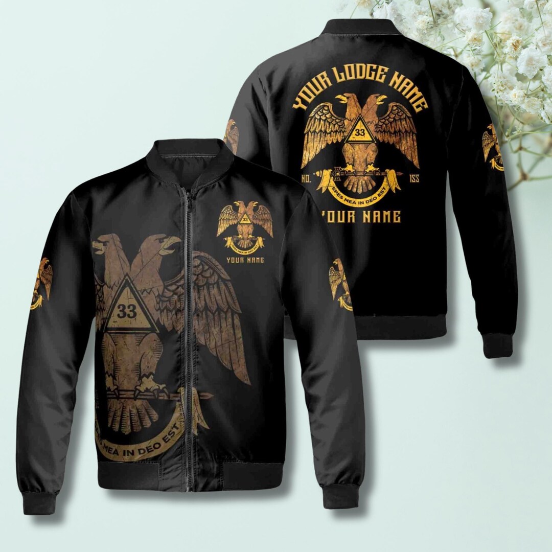 Custom Scottish Rite Bomber Jacket – Masonic Double Headed Eagle - Etsy