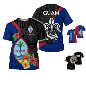 Guam Tribal 3D All Over Print T-Shirt, Chamorro Polynesian Pattern Tee, Custom Name Sleeve