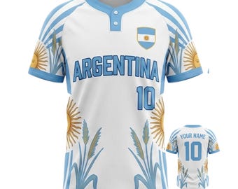 Koszulka baseballowa Argentyny z personalizacją, koszulka kibica Argentyny z niestandardowym imieniem i numerem prezent