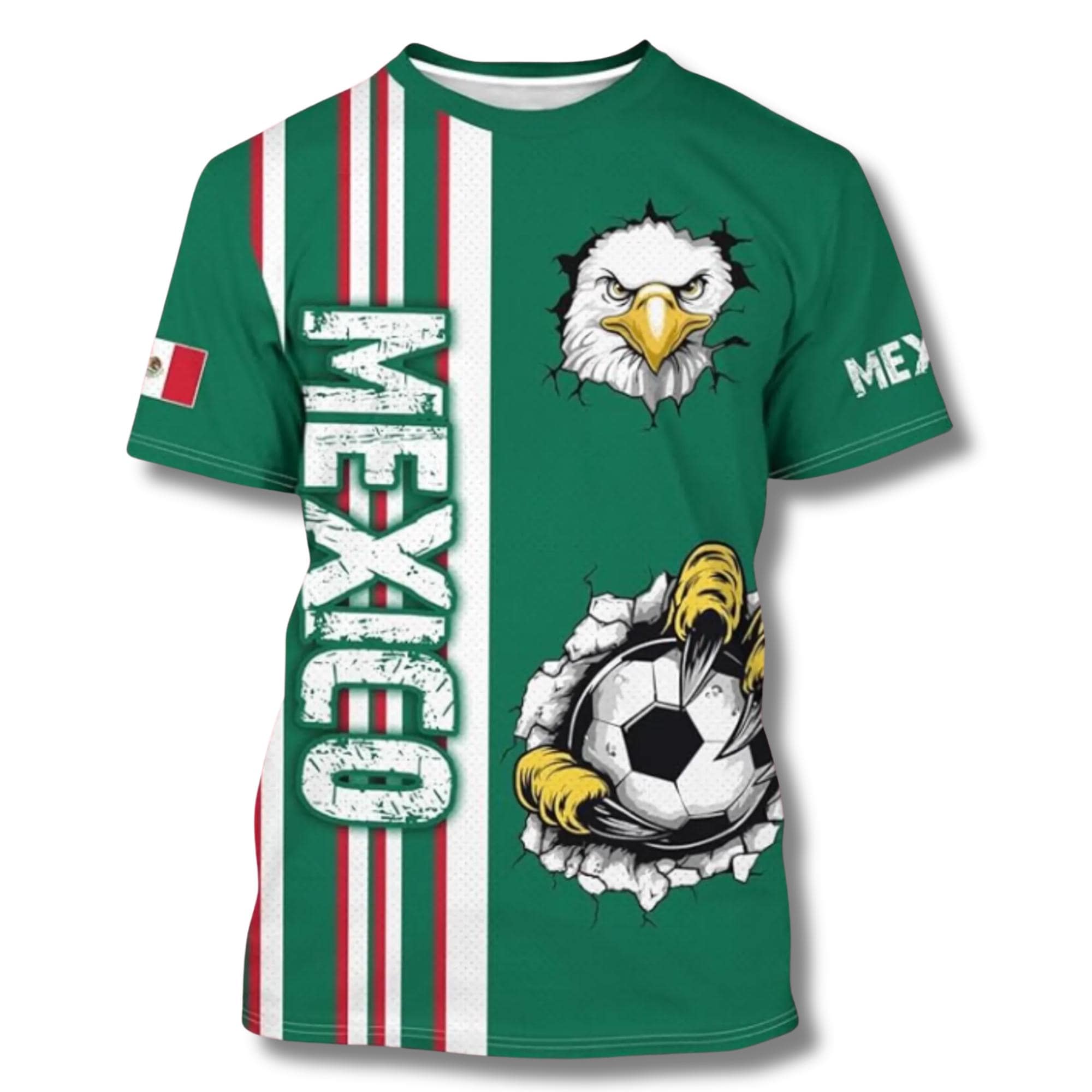 Mexico Soccer 3D All Over Print T Shirt, Eagle Claw Soccer Ball