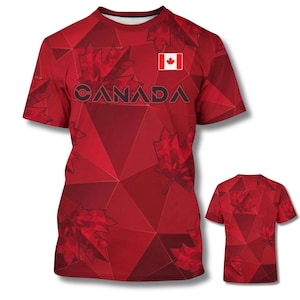 Canada Maple Leaf 3D All Over Print T Shirt, Canadian Flag Geometric Tee, Canada Day Patriotic Unisex Sublimation Shirt Gift for Men Women