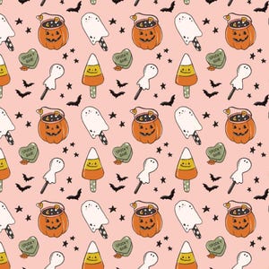 Sweet Halloween Pumpkin Pattern Style Print,100% Pure Cotton Fabric,Buy By Half Yard,Width is fixed at 57 inches